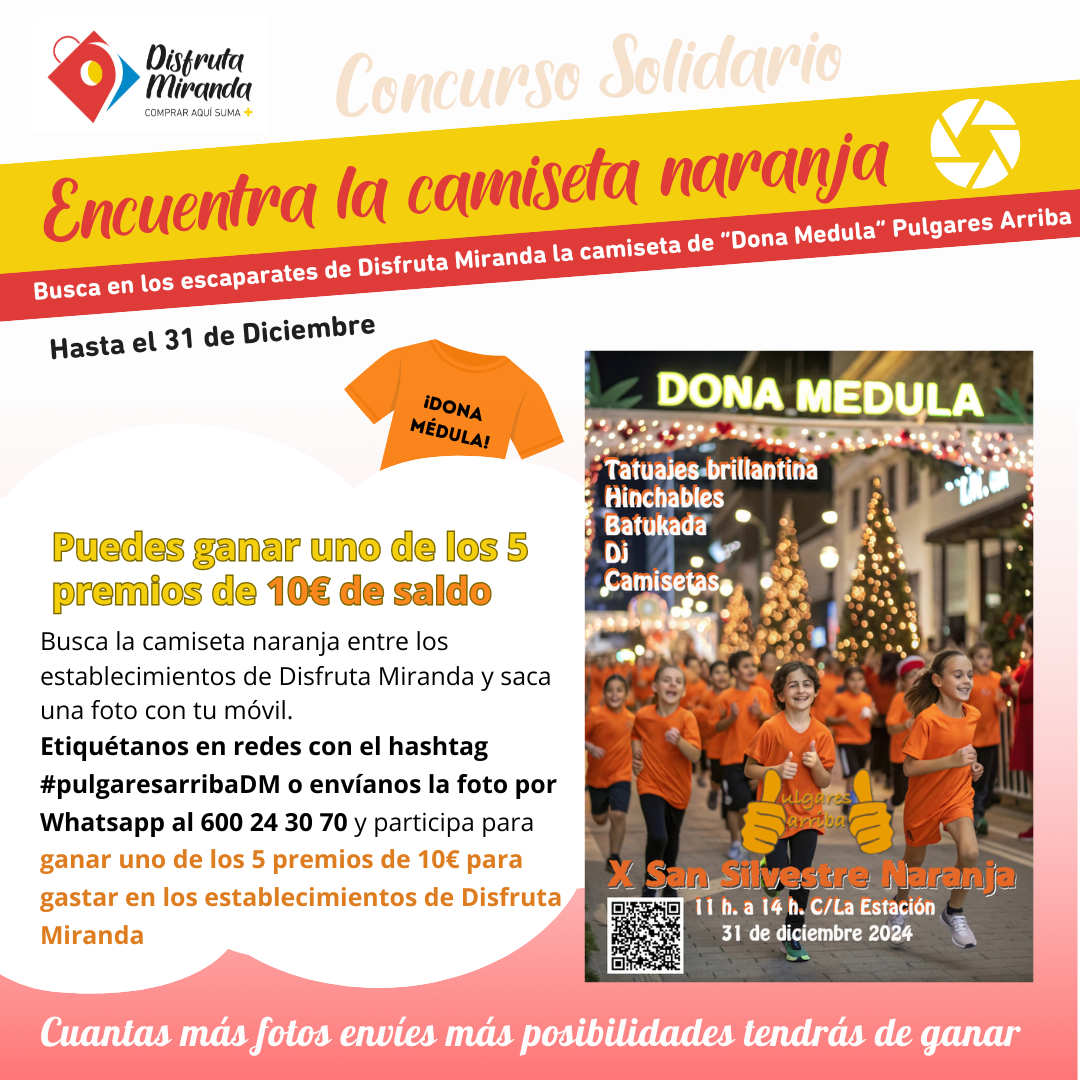 CONCURSO SOLIDARIO: ENCUENTRA LA CAMISETA DONA MÉDULA CON PULGARES ARRIBA Y DISFRUTA MIRANDA (FINALIZADO)