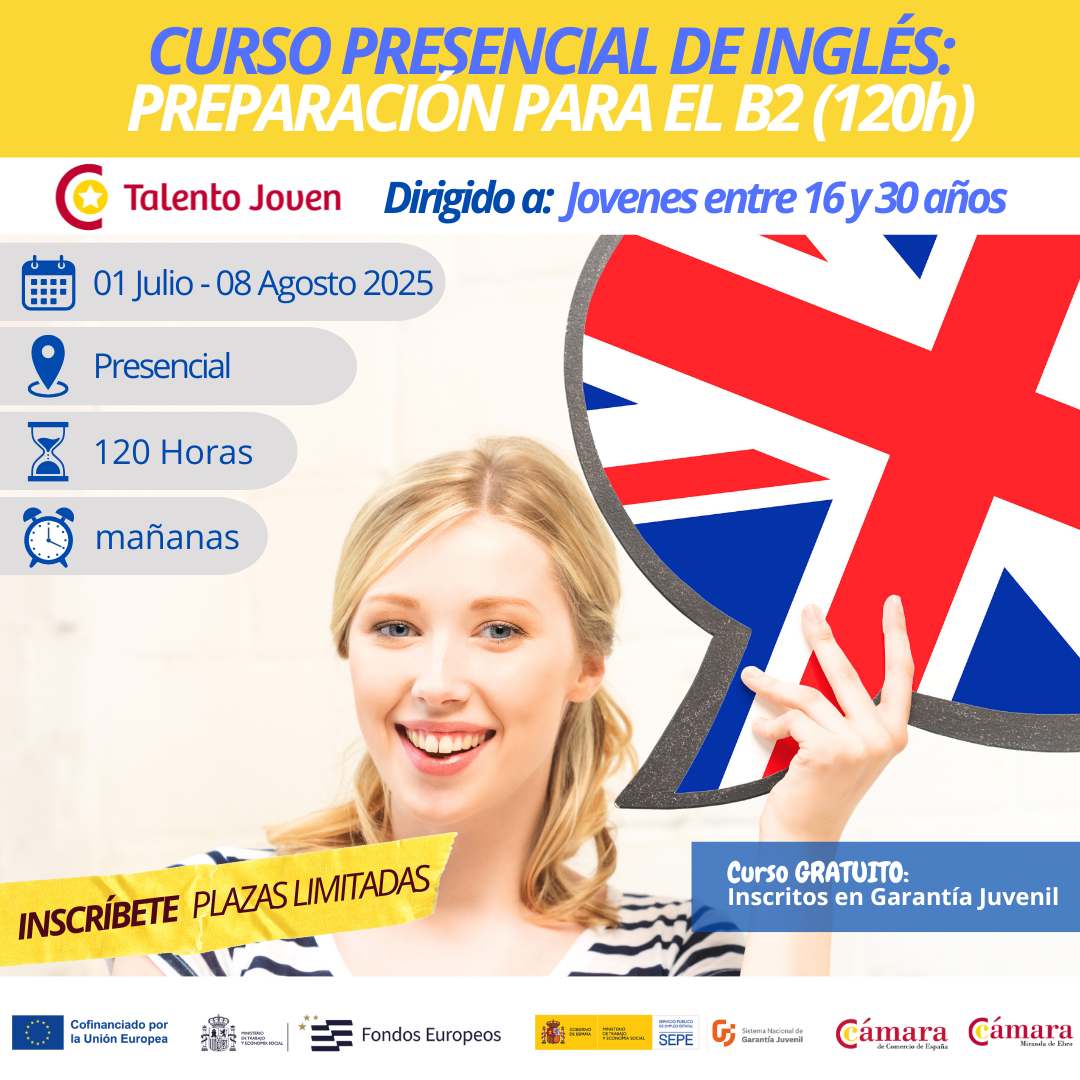 CURSO PRESENCIAL DE INGLÉS: PREPARACIÓN PARA EL B2 (120h)