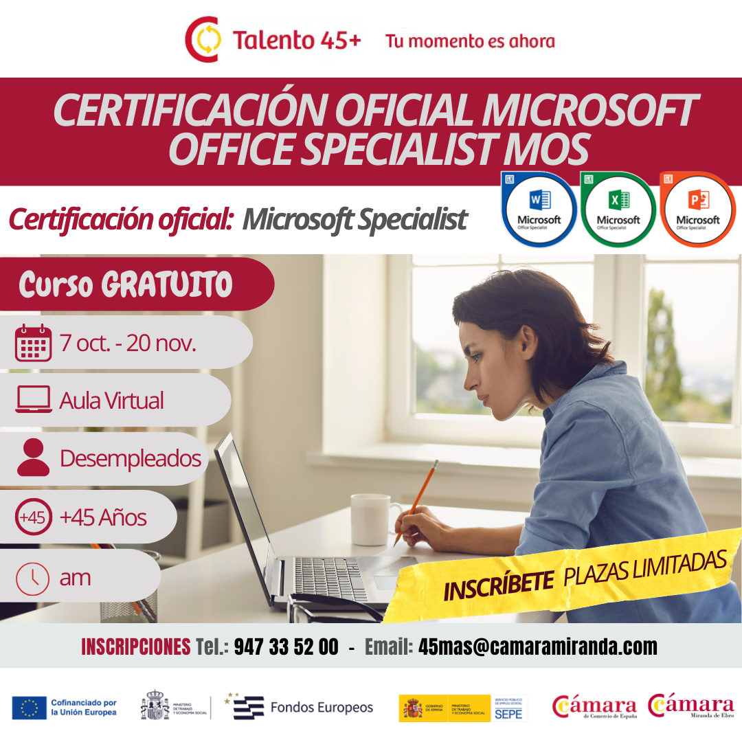 CURSO: CERTIFICACIÓN OFICIAL MICROSOFT  OFFICE SPECIALIST MOS