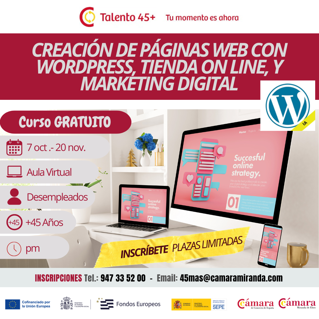 CURSO: CREACIÓN DE PÁGINAS WEB CON WORDPRESS, TIENDA ON LINE, Y MARKETING DIGITAL