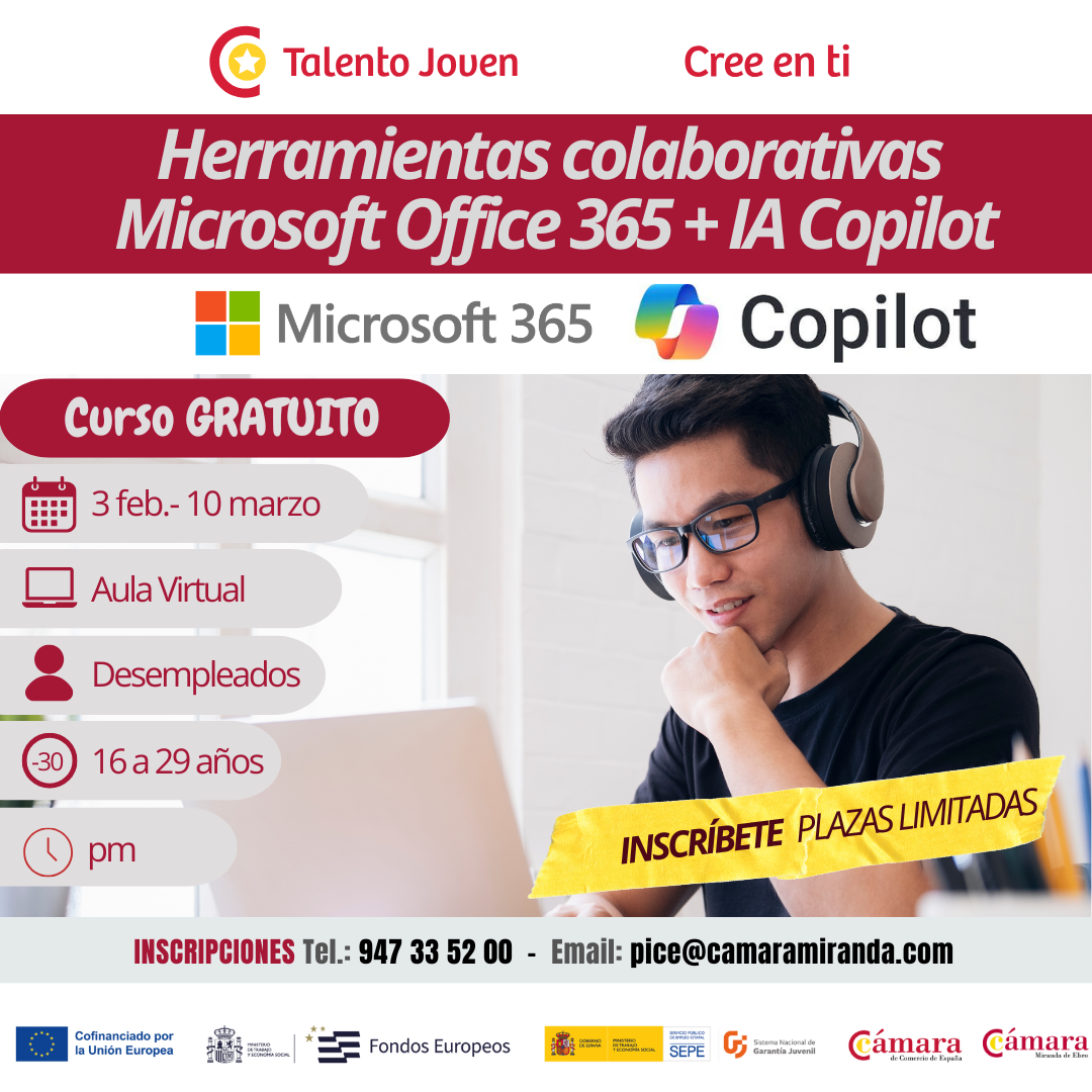 HERRAMIENTAS COLABORATIVAS MICROSOFT OFFICE 365 + IA COPILOT (60h)
